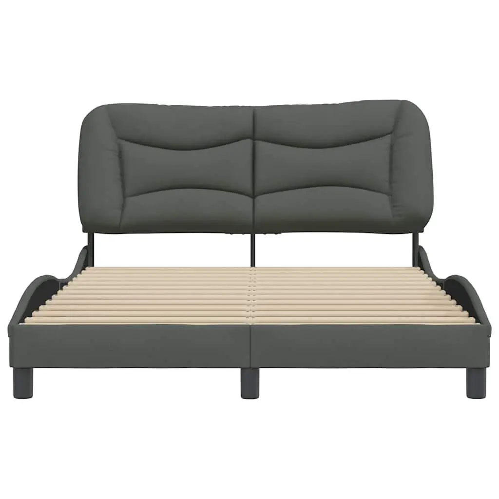 Grey Fabric Queen Bed Frame with Upholstered Headboard