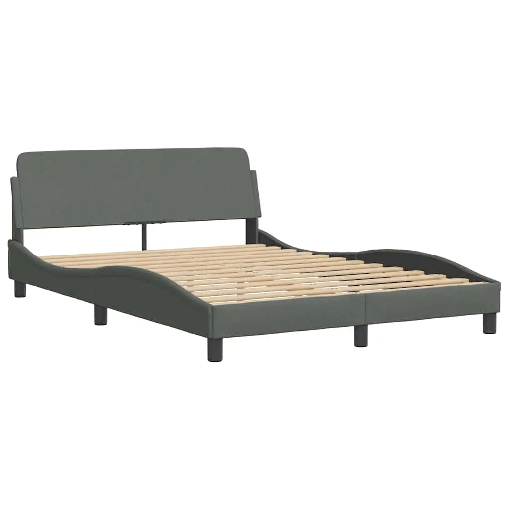 Grey Fabric Queen Bed Frame with Upholstered Headboard