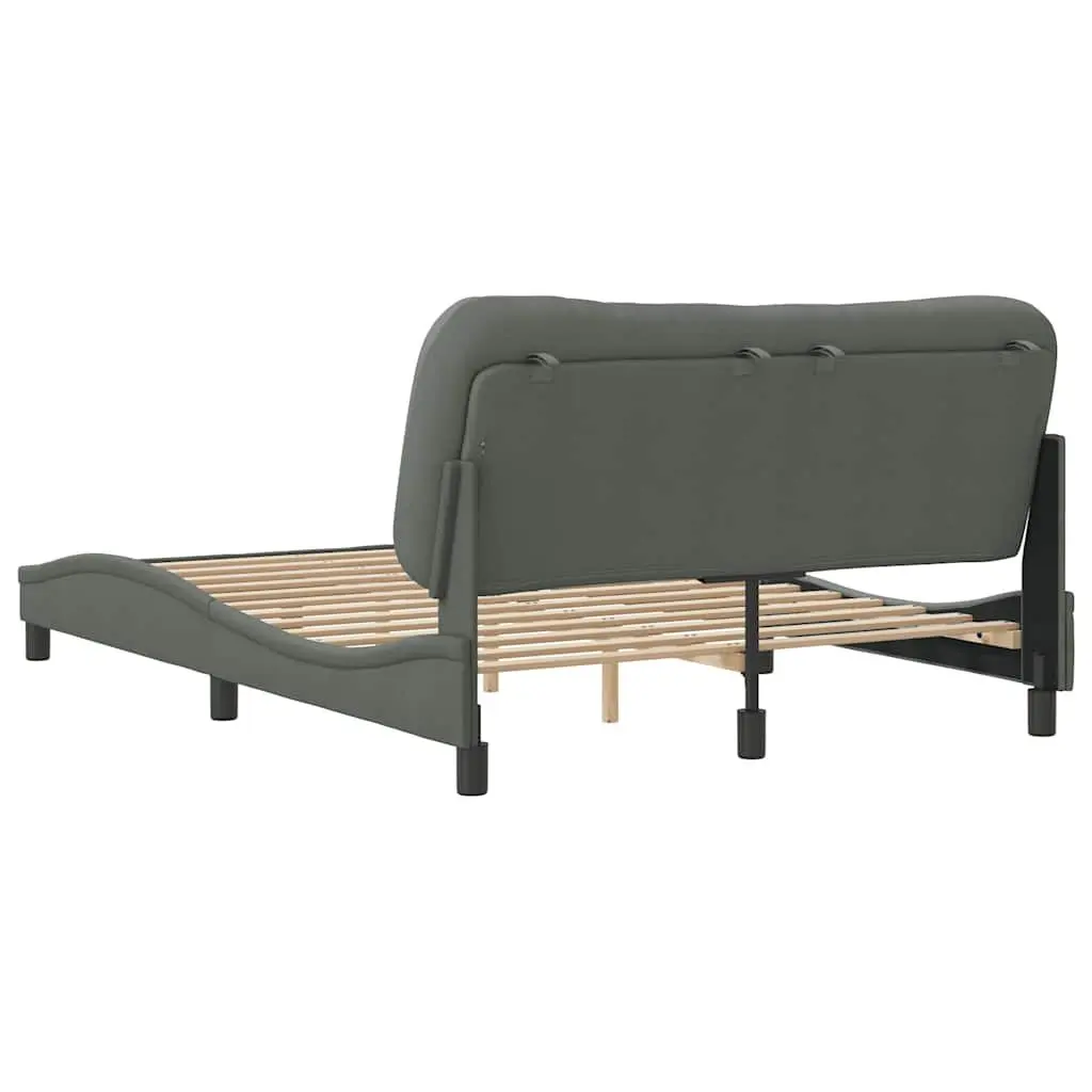 Grey Fabric Queen Bed Frame with Upholstered Headboard