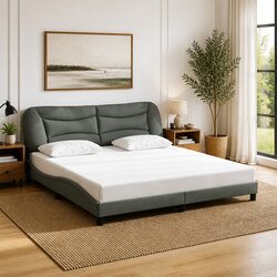 Stylish King Bed Frame 180x200cm with Grey Headboard