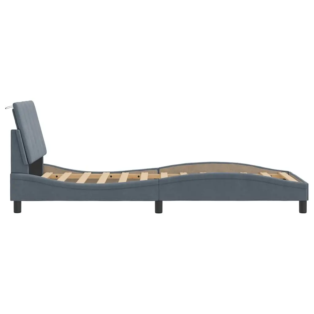 Bed Frame Grey Velvet 90x190 cm Slatted Base