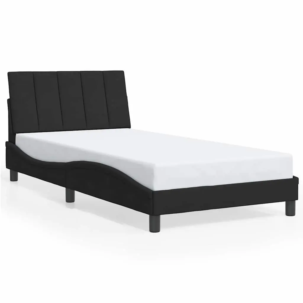 Velvet Black King Single Bed Frame with Headboard 107x203 cm