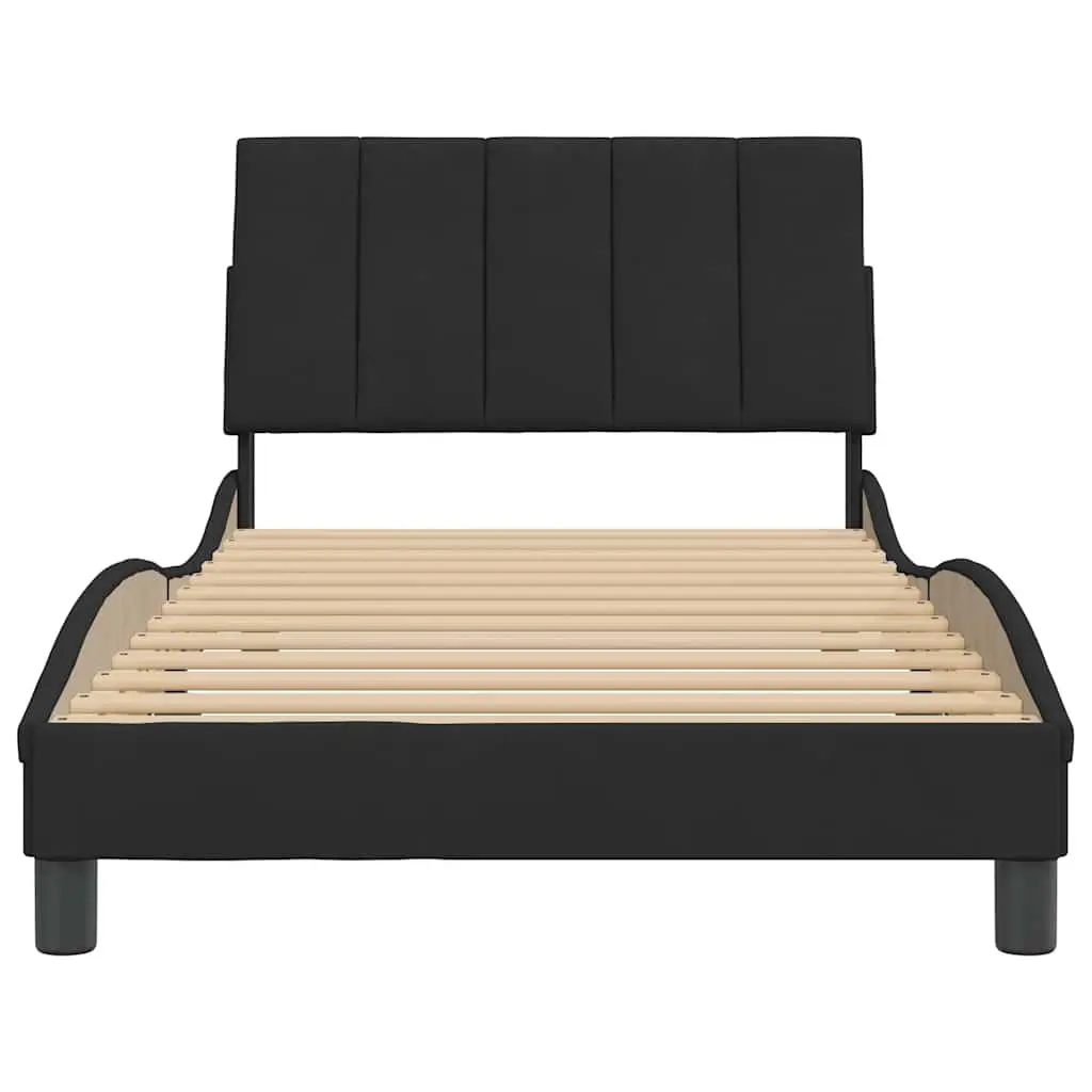 Velvet Black King Single Bed Frame with Headboard 107x203 cm