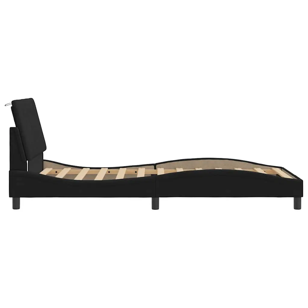 Velvet Black King Single Bed Frame with Headboard 107x203 cm