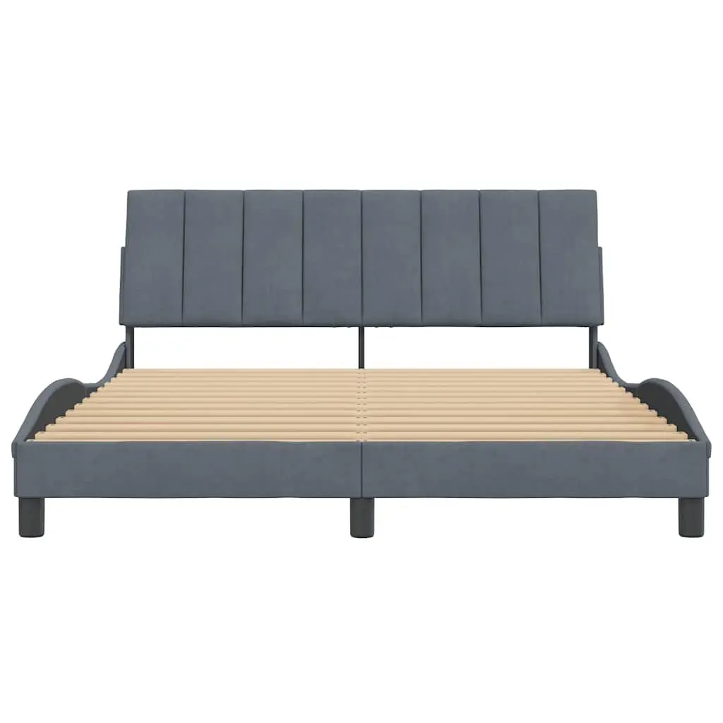 Velvet Upholstered Queen Bed Frame with Headboard