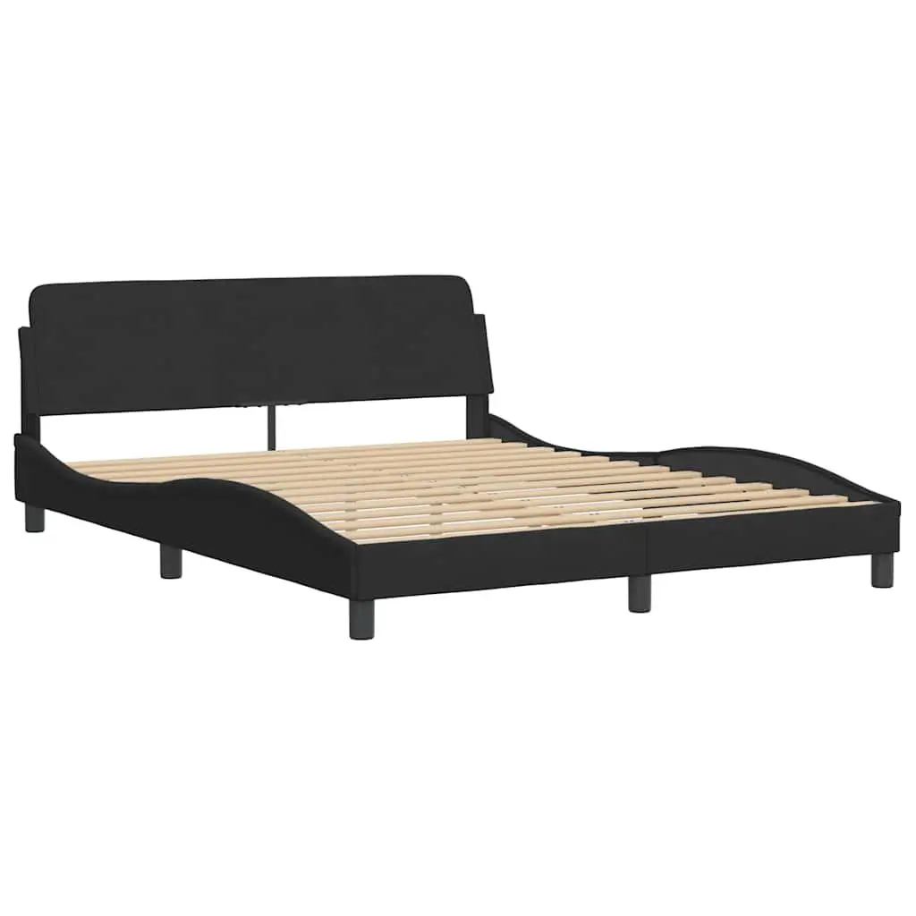 Queen Bed Frame Black Velvet 152x203cm Plywood Slats