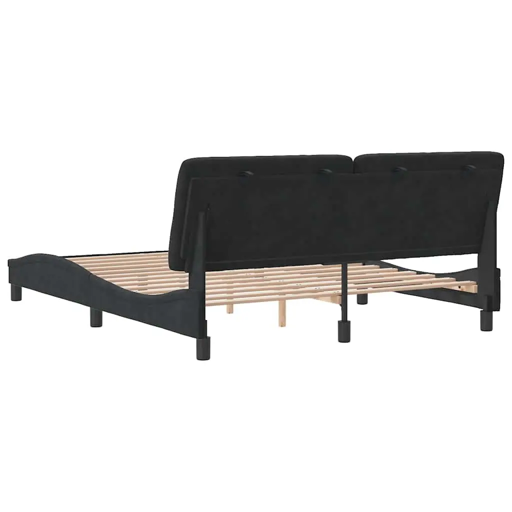 Queen Bed Frame Black Velvet 152x203cm Plywood Slats