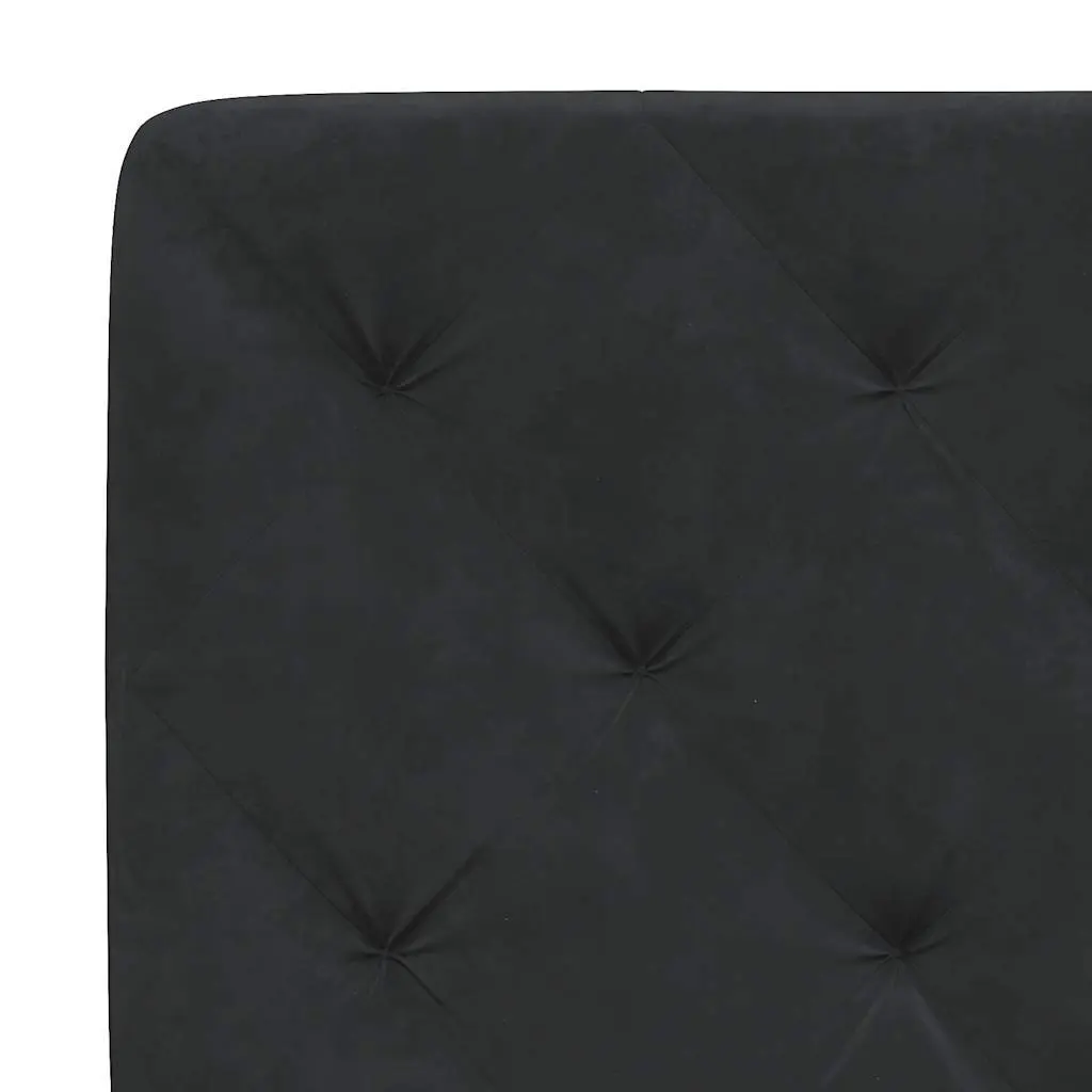 Black Velvet Bed Frame with Upholstered Headboard