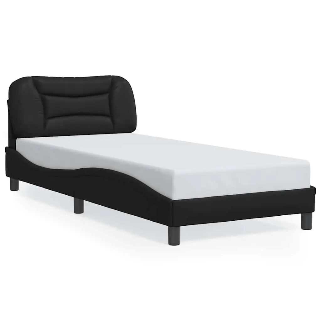 Black Faux Leather Bed Frame 90x190 cm