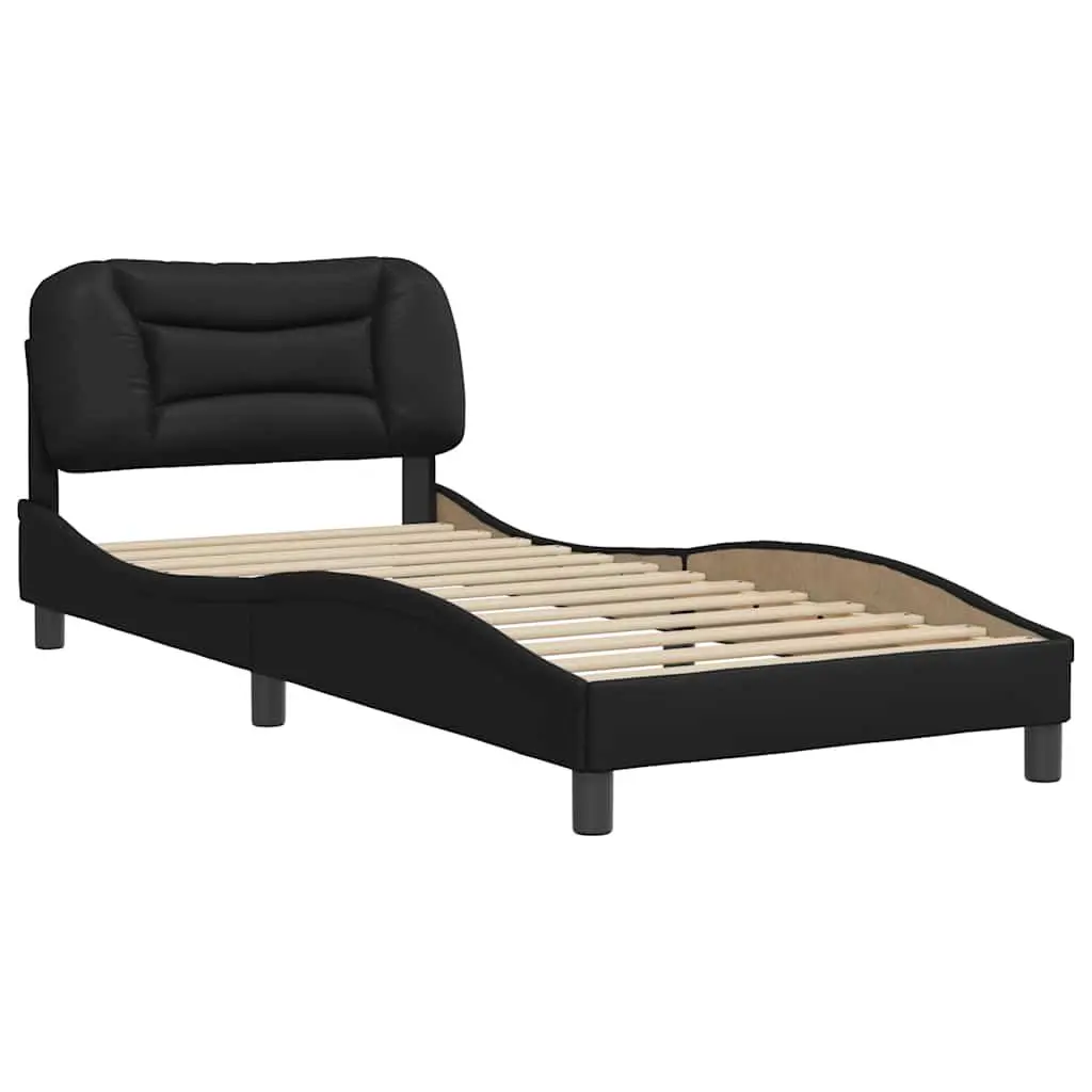 Black Faux Leather Bed Frame 90x190 cm