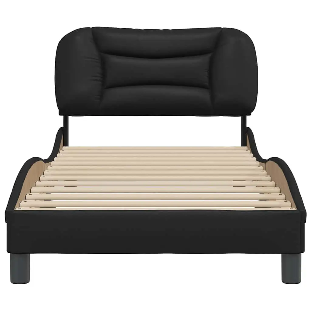 Black Faux Leather Bed Frame 90x190 cm
