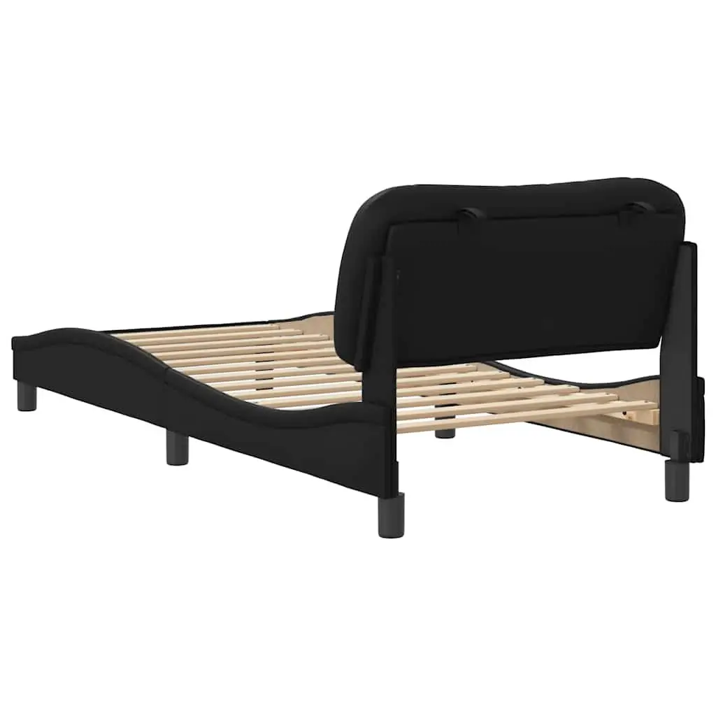 Black Faux Leather Bed Frame 90x190 cm