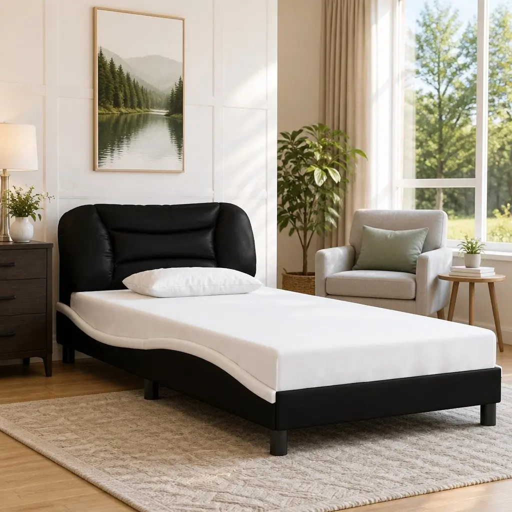 Faux Leather King Single Bed Frame with Headboard