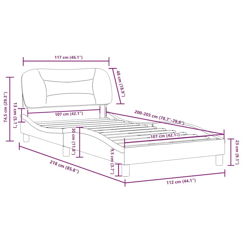 Faux Leather King Single Bed Frame with Headboard