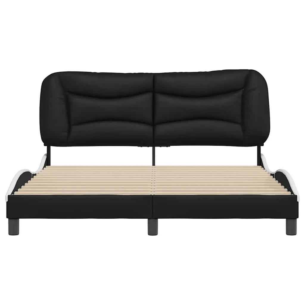 White Faux Leather Queen Bed Frame with Headboard