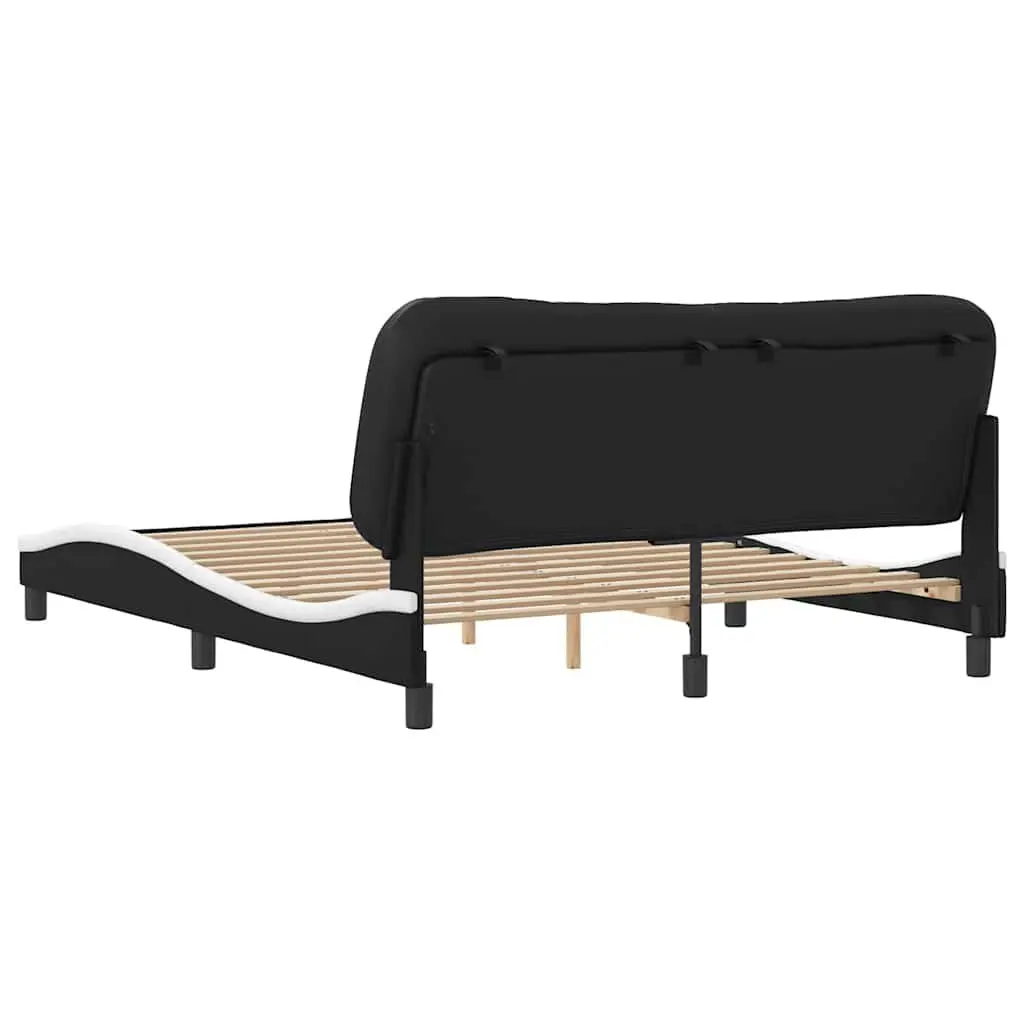 White Faux Leather Queen Bed Frame with Headboard