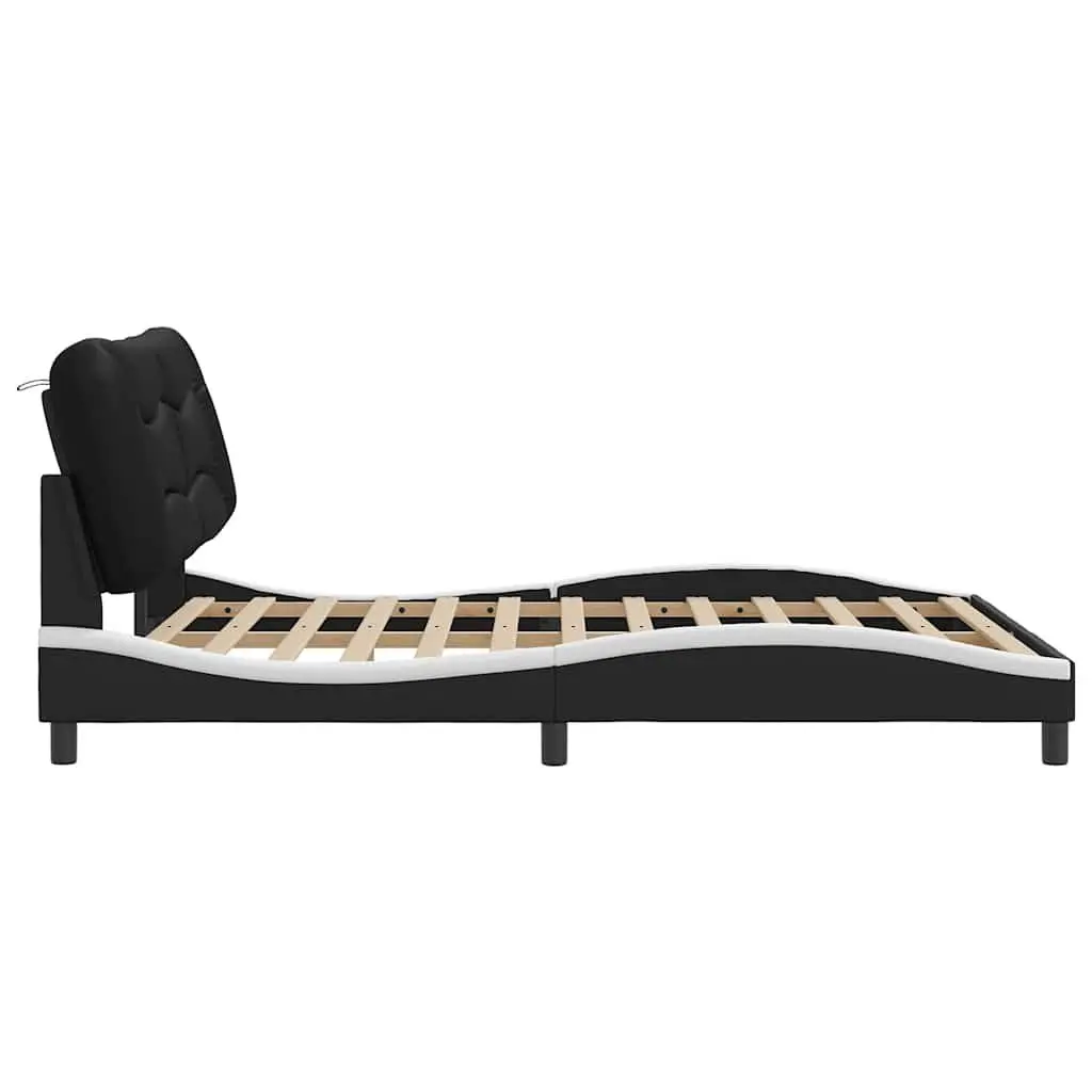 White Faux Leather Queen Bed Frame with Headboard
