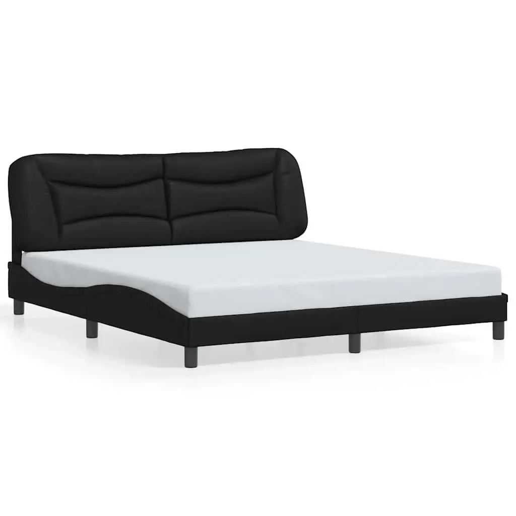 Black Faux Leather King Bed Frame 180x200cm with Headboard
