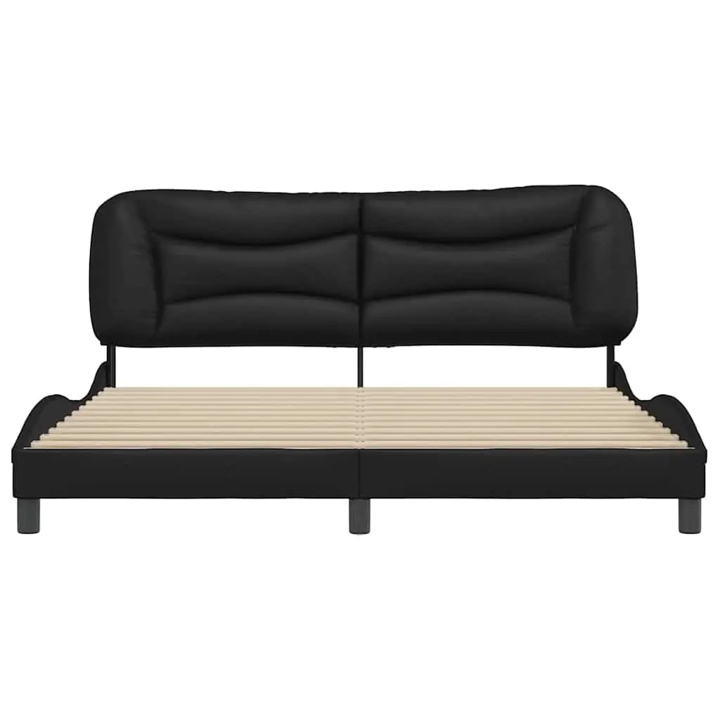 Black Faux Leather King Bed Frame 180x200cm with Headboard