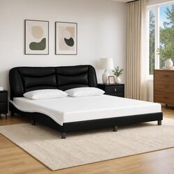 Elegant King Bed Frame 180x200cm with Upholstered Headboard
