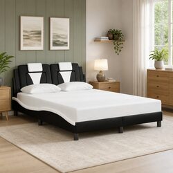 Black Faux Leather Double Bed Frame with Headboard 137x190cm