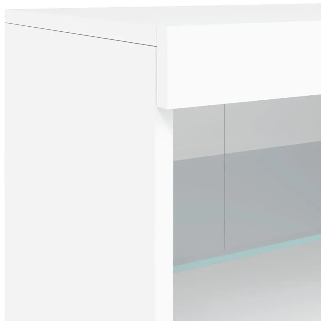 White Sideboard Modern Storage Cabinet 162x37x67cm Engineered Wood with RGB LED Lights