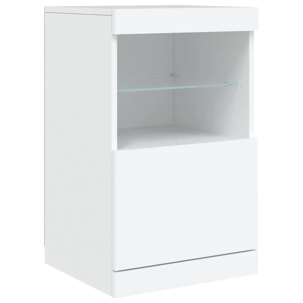 White Sideboard Modern Storage Cabinet 162x37x67cm Engineered Wood with RGB LED Lights