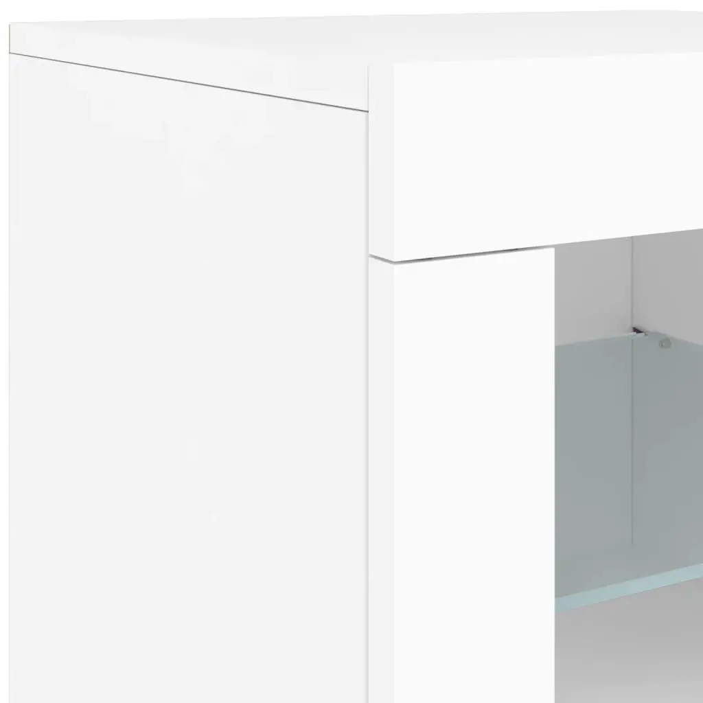 White Sideboard Modern Storage Cabinet 162x37x67cm Engineered Wood with RGB LED Lights