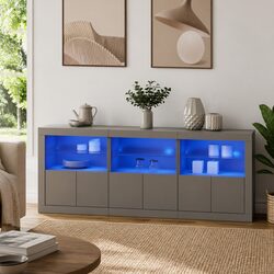 Contemporary White Sideboard Cabinet with LED Lights