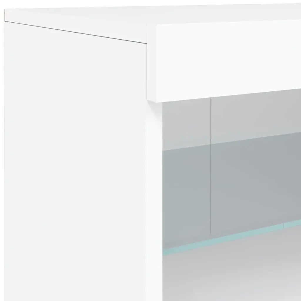 White Sideboard Cabinet Modern RGB LED Lights Engineered Wood 181.5 x 37 x 67 cm