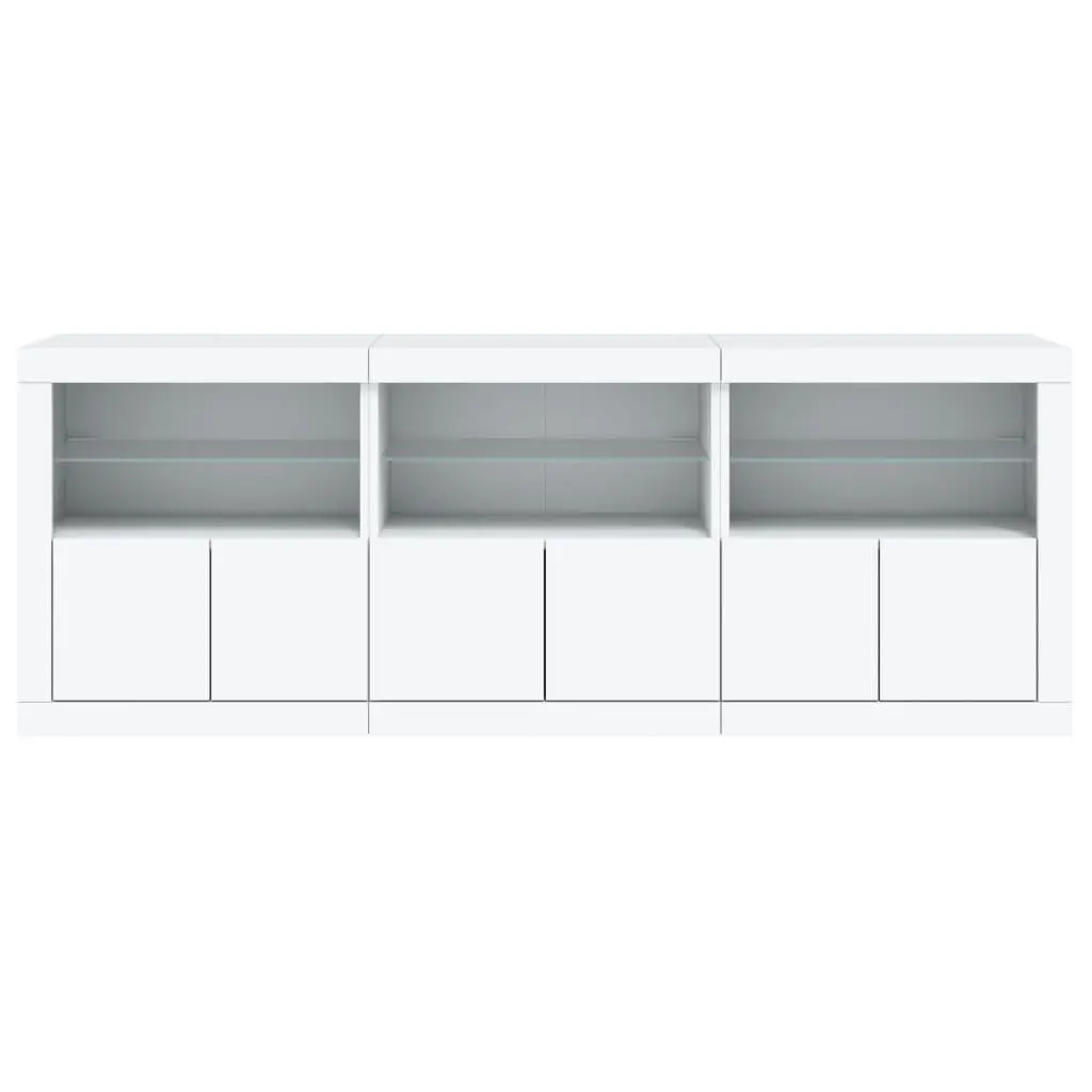 White Sideboard Cabinet Modern RGB LED Lights Engineered Wood 181.5 x 37 x 67 cm