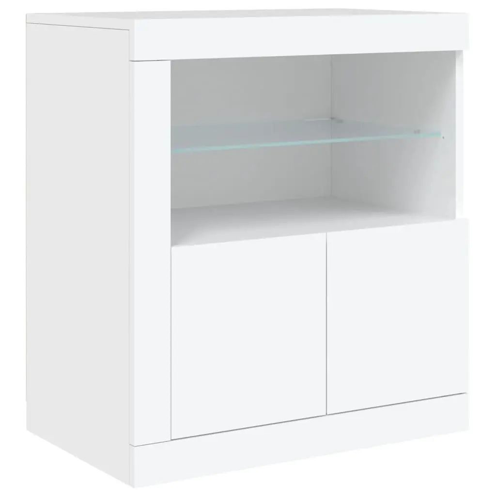 White Sideboard Cabinet Modern RGB LED Lights Engineered Wood 181.5 x 37 x 67 cm