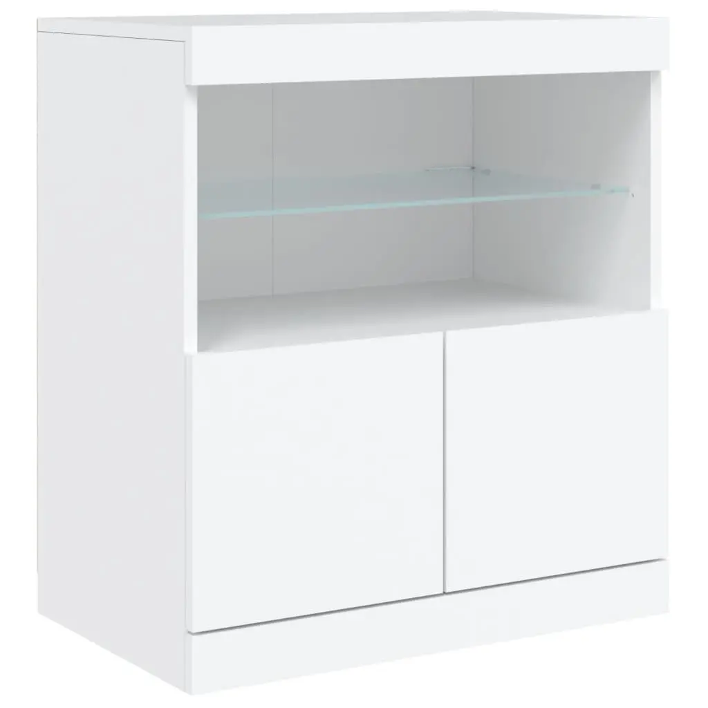 White Sideboard Cabinet Modern RGB LED Lights Engineered Wood 181.5 x 37 x 67 cm
