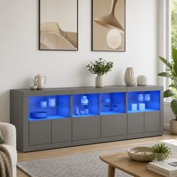 Stylish White Sideboard Cabinet with RGB LED Lighting