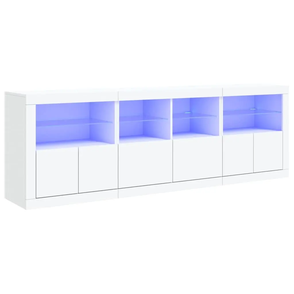Sideboard Cabinet Modern White RGB LED Lights Storage 202x37x67cm Engineered Wood