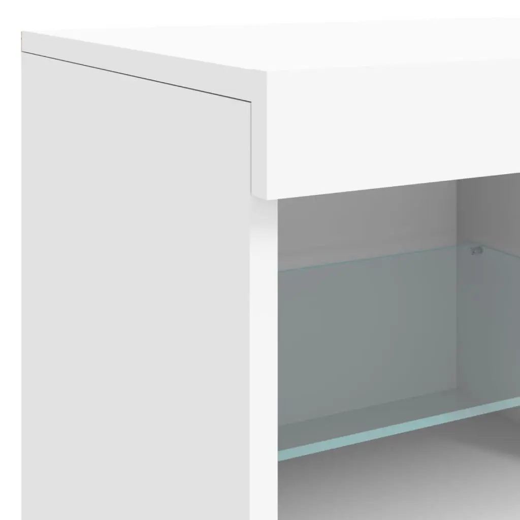 Sideboard Cabinet Modern White RGB LED Lights Storage 202x37x67cm Engineered Wood