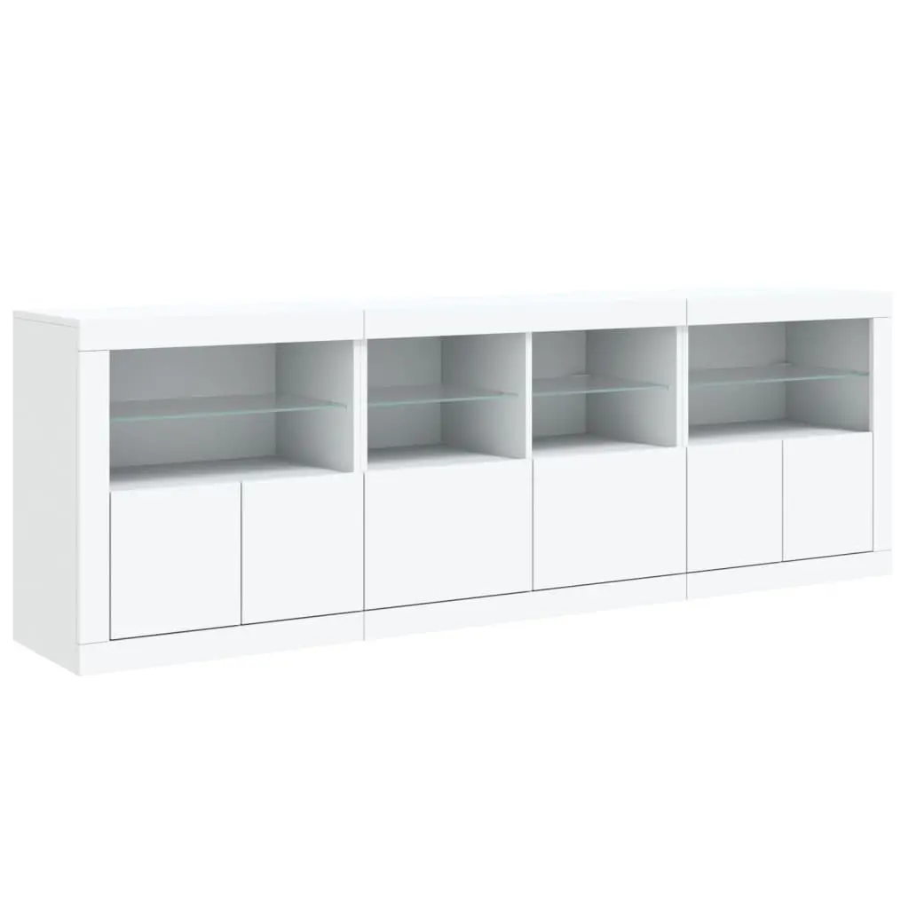 Sideboard Cabinet Modern White RGB LED Lights Storage 202x37x67cm Engineered Wood
