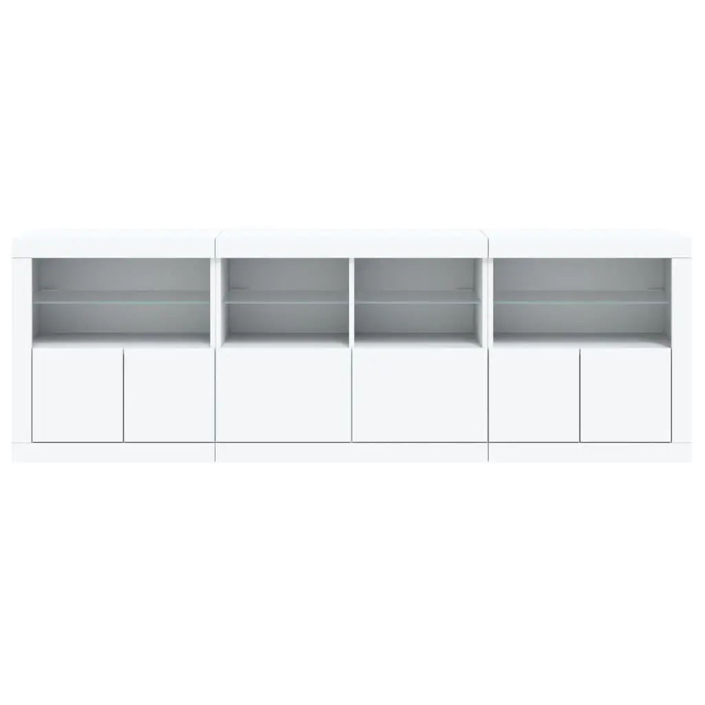 Sideboard Cabinet Modern White RGB LED Lights Storage 202x37x67cm Engineered Wood