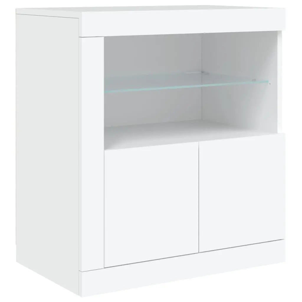 Sideboard Cabinet Modern White RGB LED Lights Storage 202x37x67cm Engineered Wood