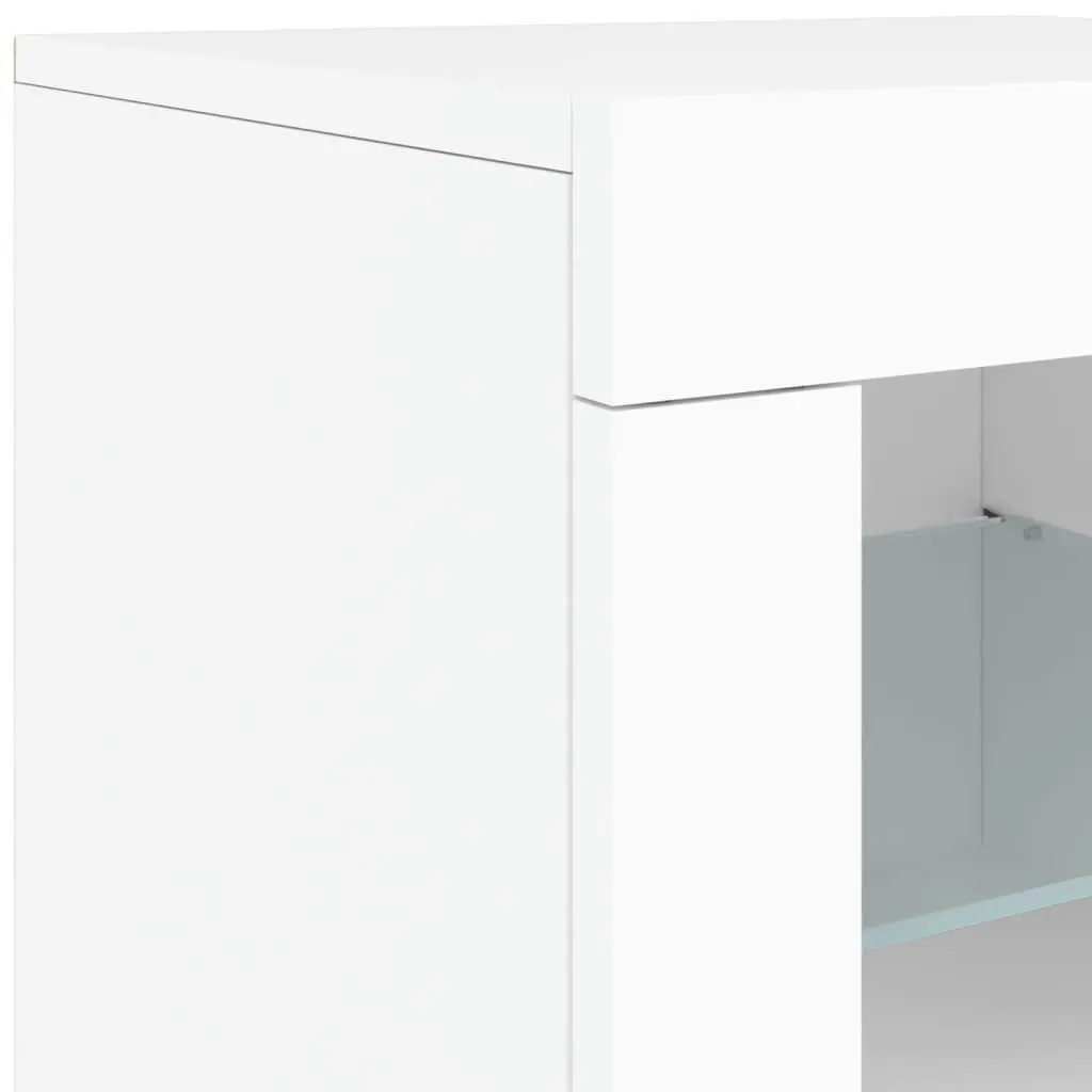 Sideboard Cabinet Modern White RGB LED Lights Storage 202x37x67cm Engineered Wood