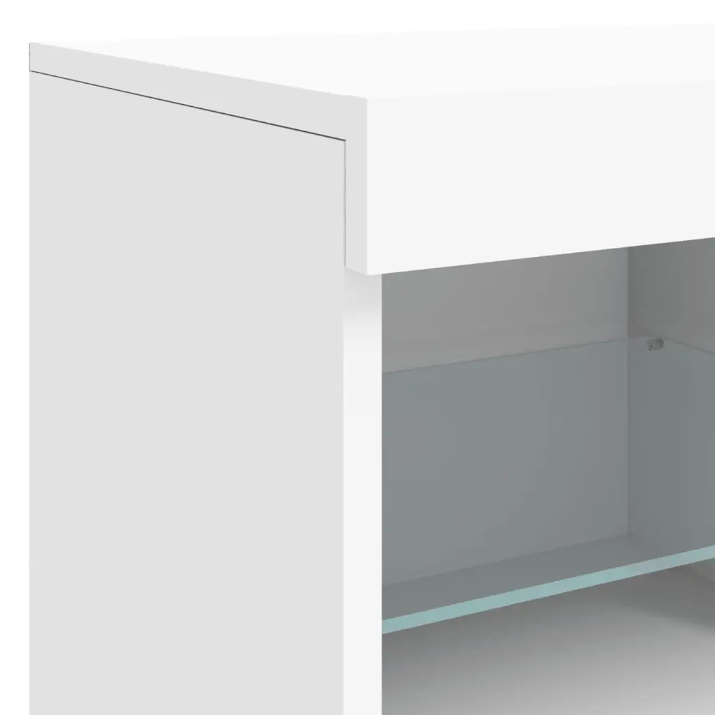 White Sideboard Modern Storage Cabinet RGB LED Lights Engineered Wood 283x37x67 cm