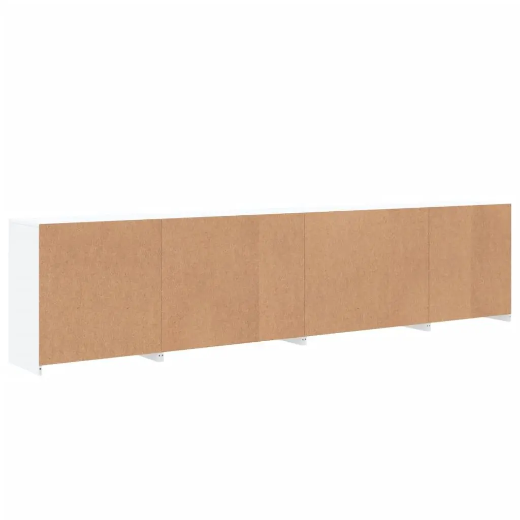 White Sideboard Modern Storage Cabinet RGB LED Lights Engineered Wood 283x37x67 cm