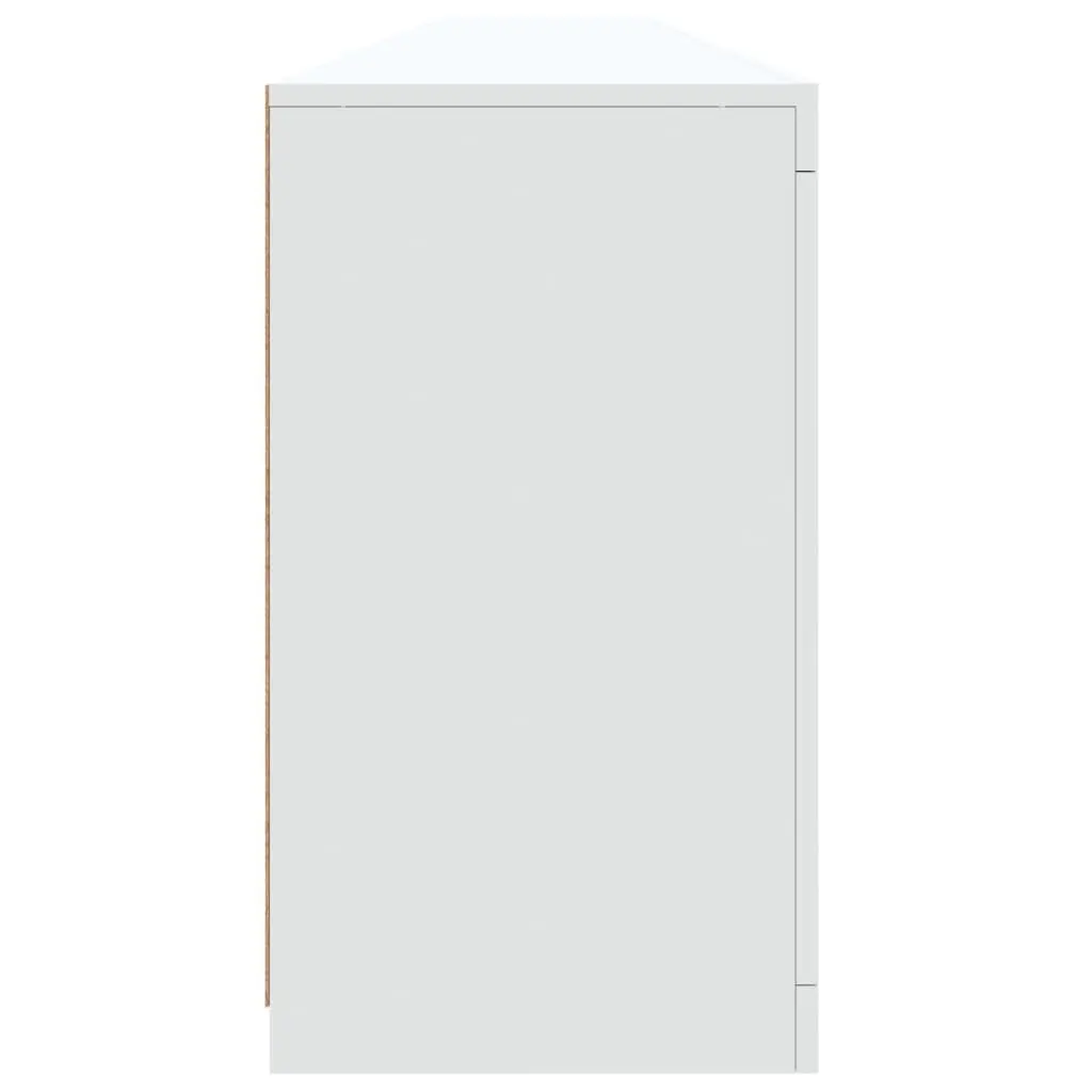 White Sideboard Modern Storage Cabinet RGB LED Lights Engineered Wood 283x37x67 cm
