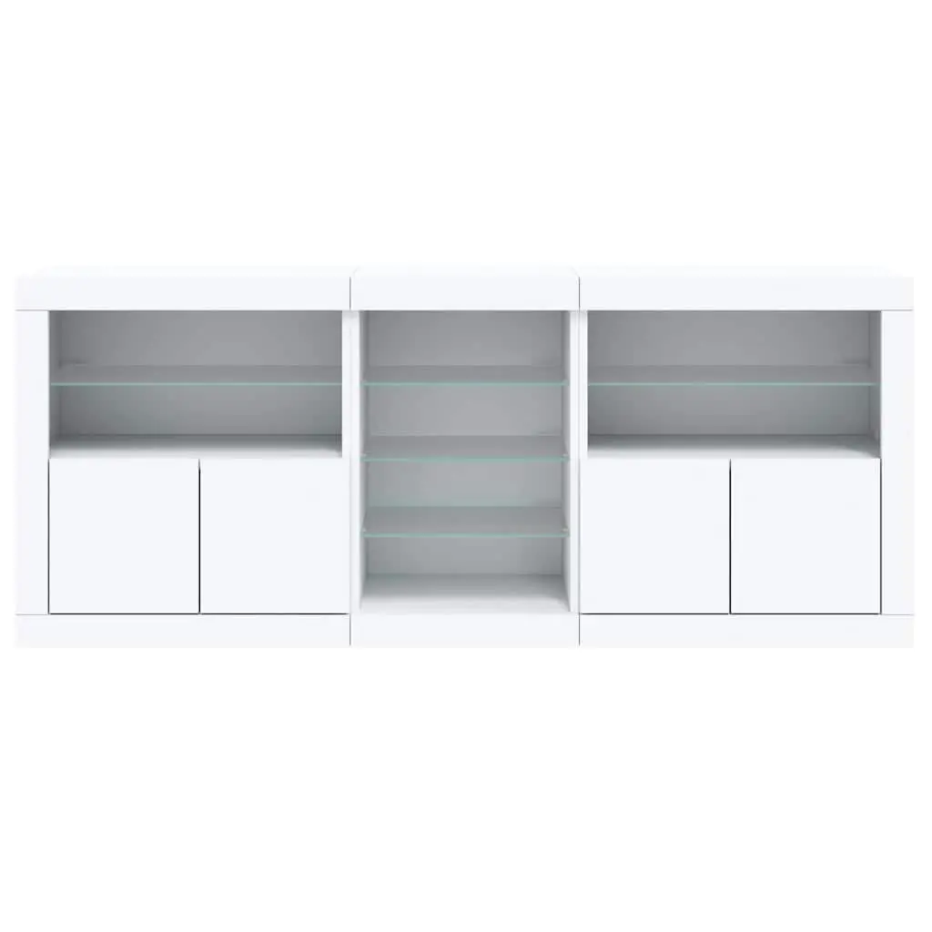 White Sideboard Cabinet Modern RGB LED Lights Storage Buffet 181.5 x 37 x 67 cm Engineered Wood