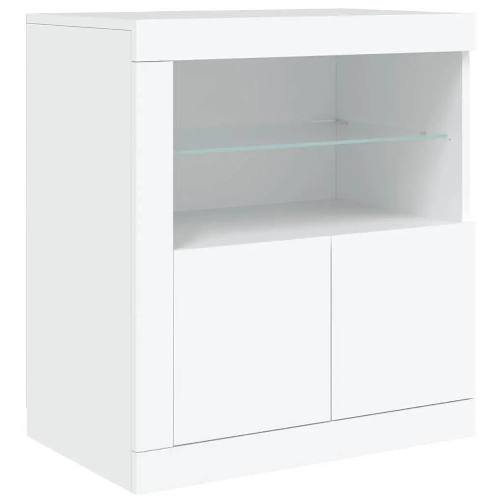 White Sideboard Cabinet Modern RGB LED Lights Storage Buffet 181.5 x 37 x 67 cm Engineered Wood