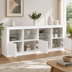 White Sideboard Cabinet with RGB LED Lighting