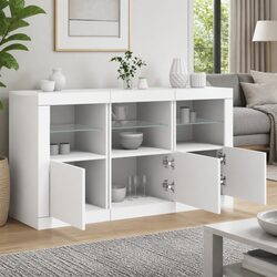 Stylish White Sideboard with RGB LED Lights for Living Spaces