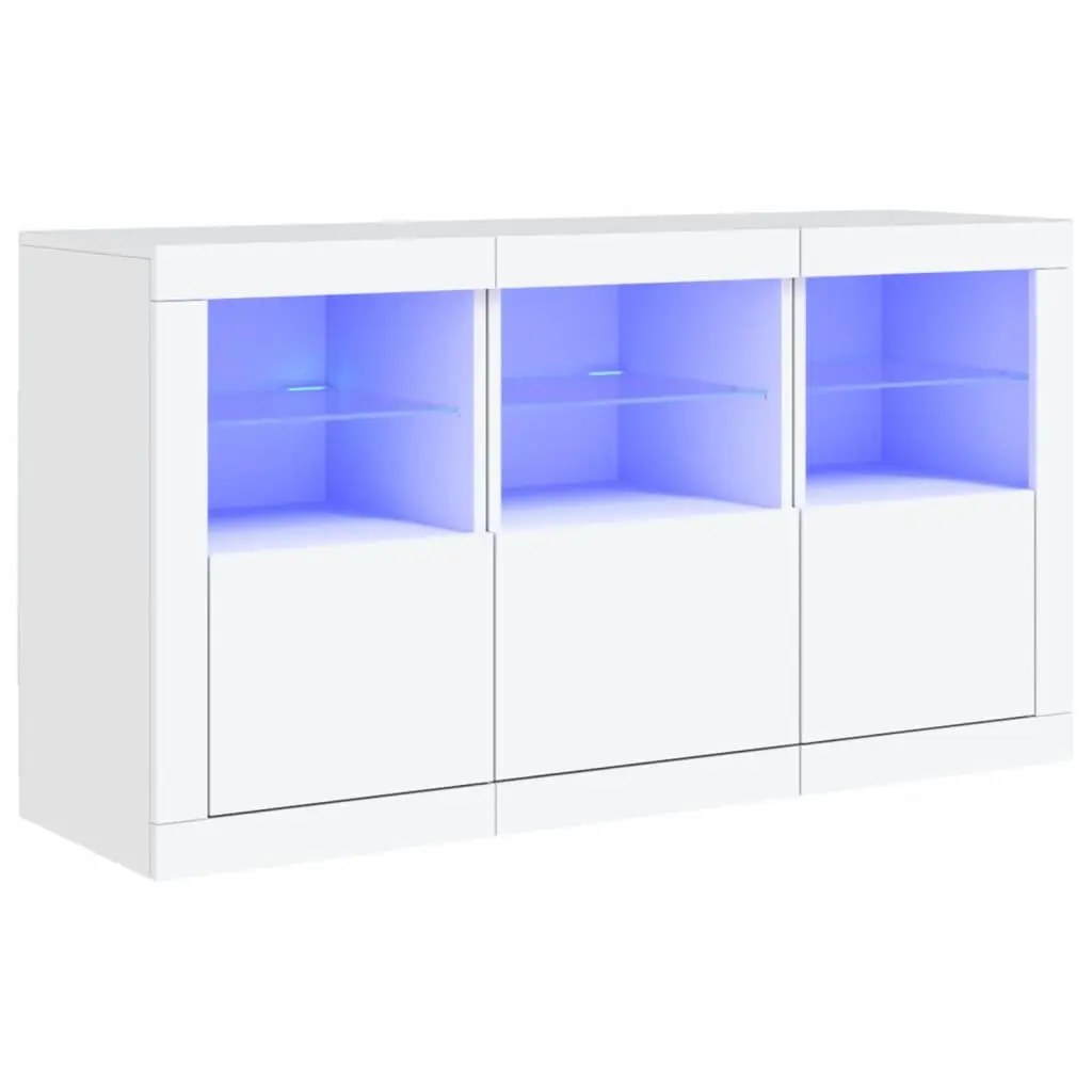 White Sideboard with RGB LED Lights for Living Spaces