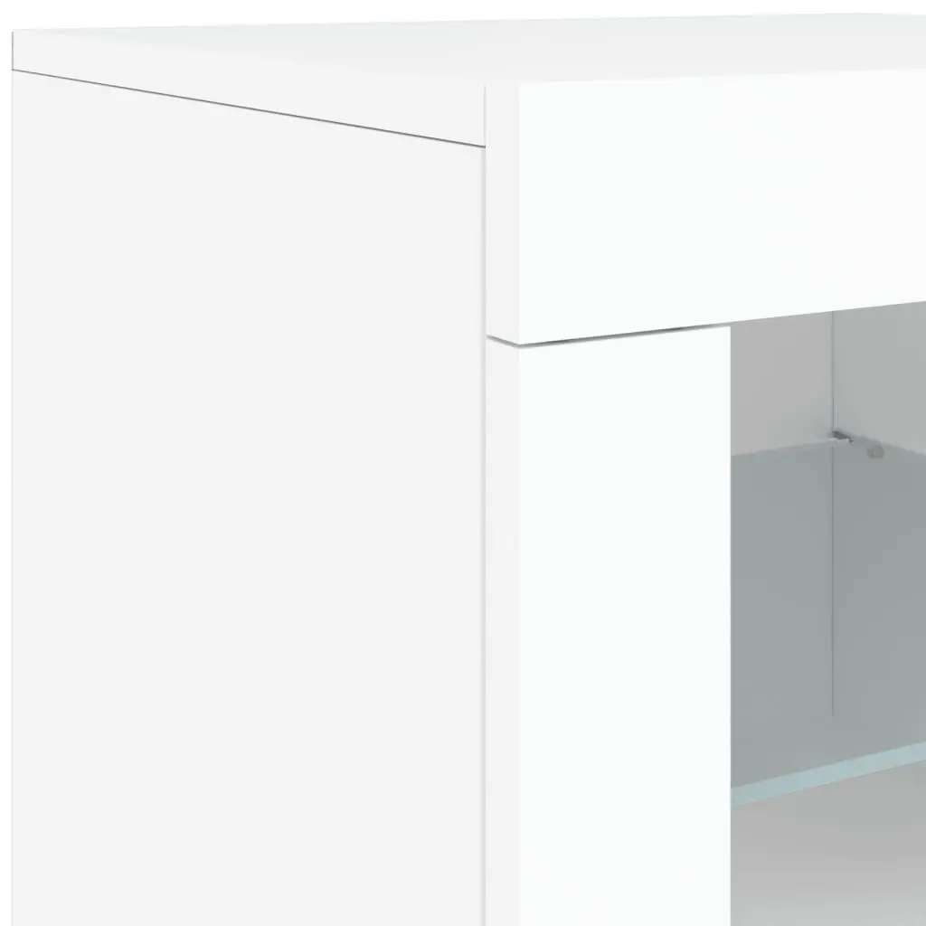 White Sideboard with RGB LED Lights for Living Spaces