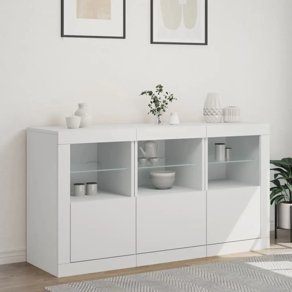 White Sideboard with RGB LED Lights for Living Spaces